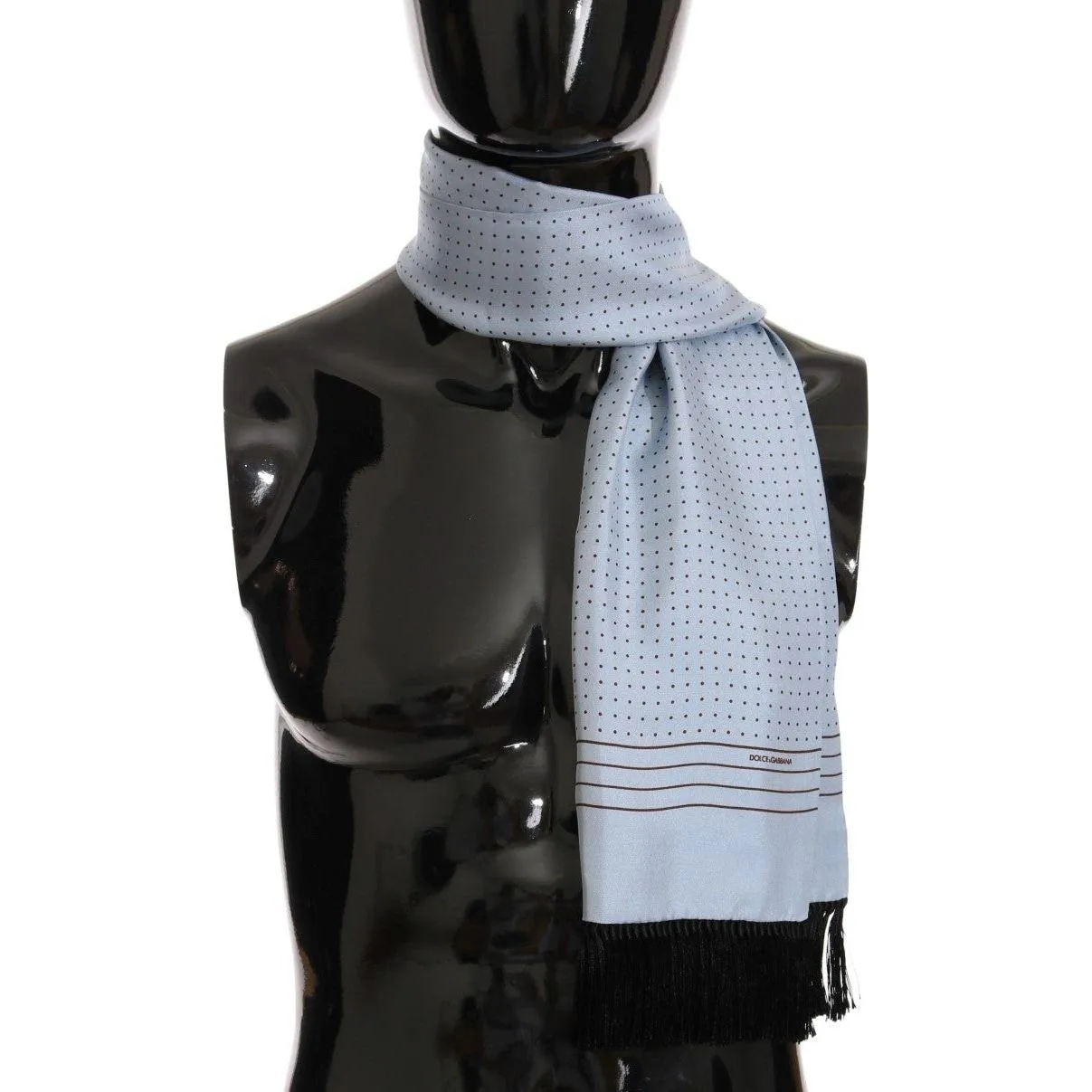 Dolce & Gabbana Elegant Blue Silk Polka Dot Men's Scarf