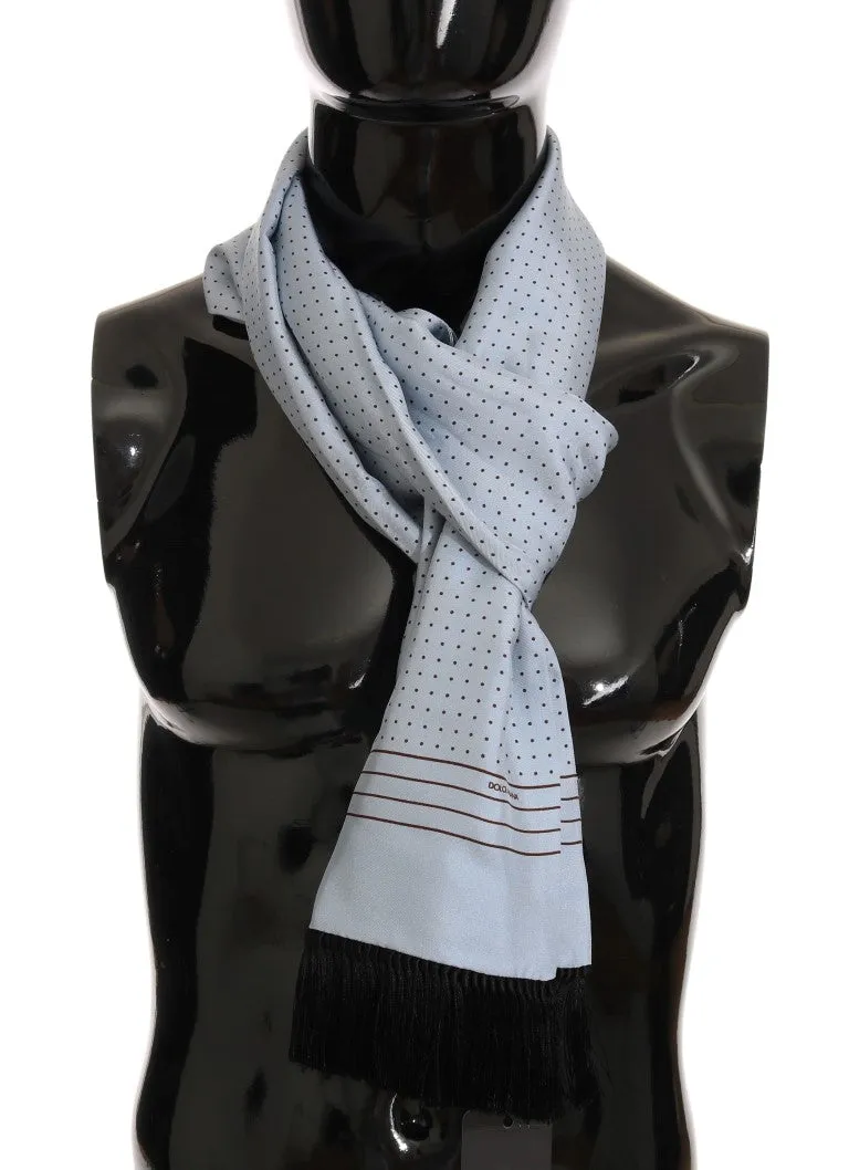 Dolce & Gabbana Elegant Blue Silk Polka Dot Men's Scarf