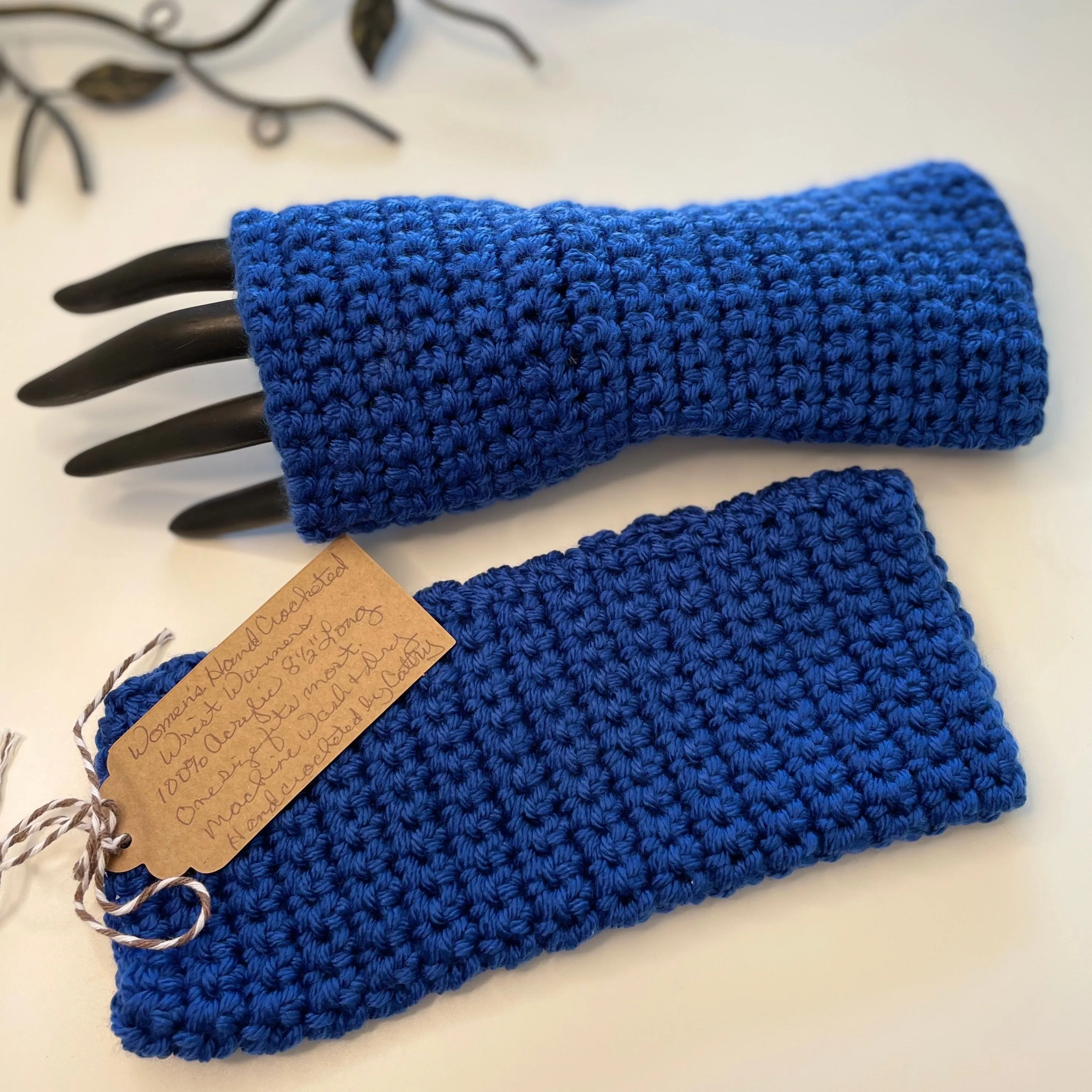 Extra Soft Cobalt Blue Writing Tech Fingerless Gloves Crochet Knit Gaming Texting Wrist Warmers Handmade Fashion Gift Women Accessory Winter Fall