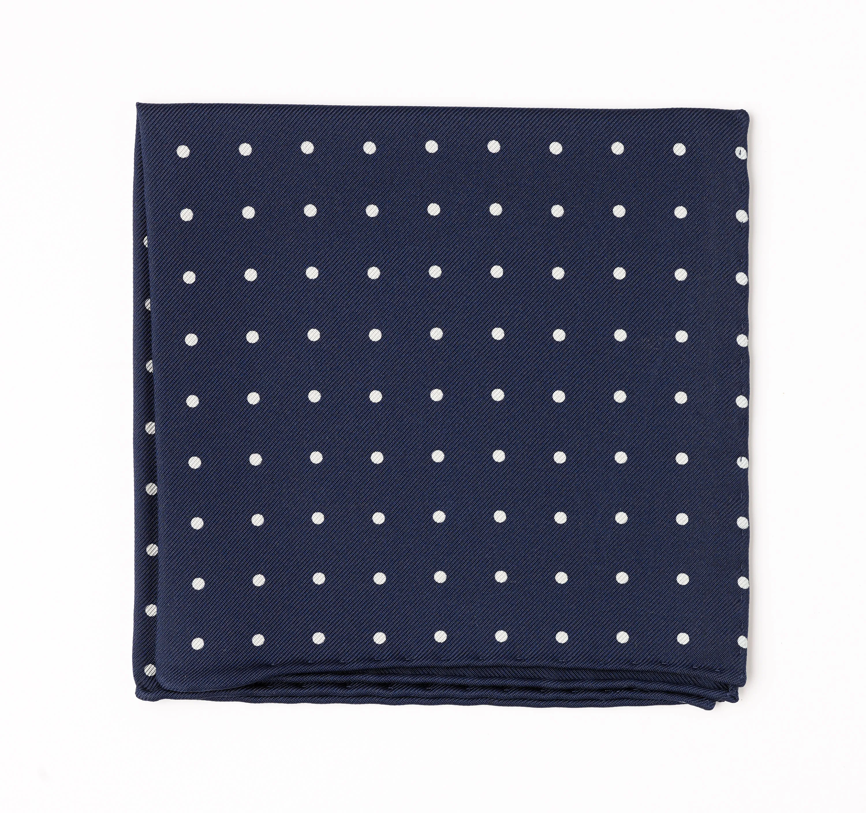 Fox Dark Navy English Polka Dot Silk Pocket Square