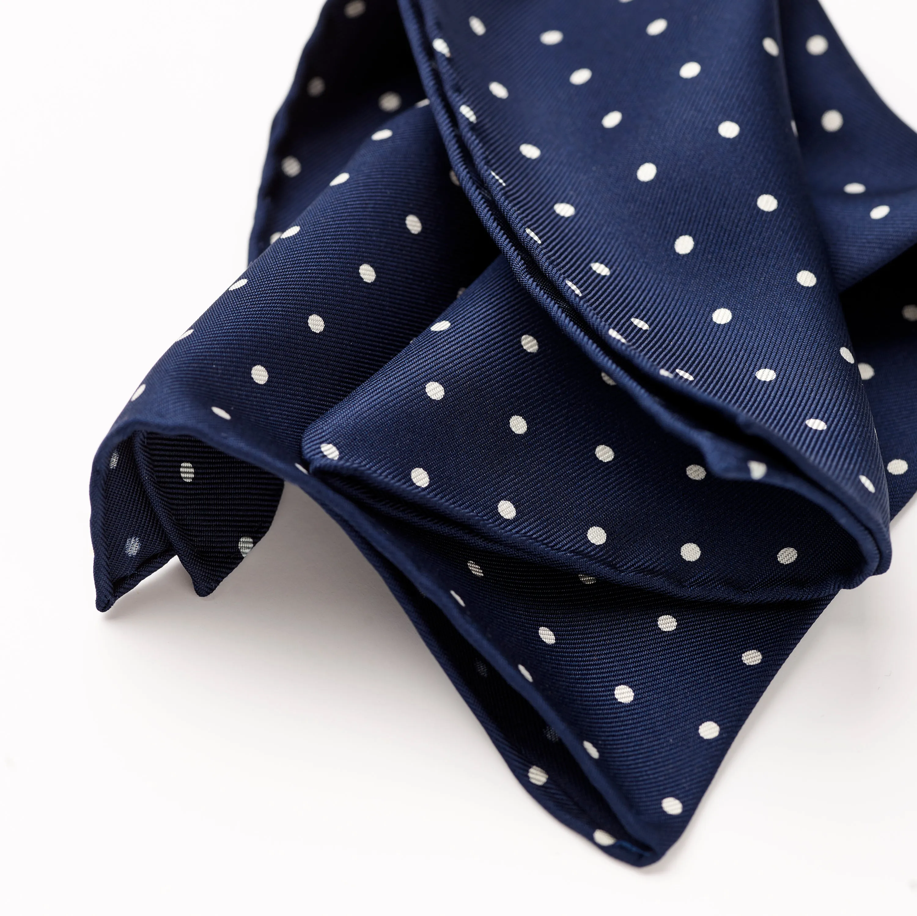 Fox Dark Navy English Polka Dot Silk Pocket Square