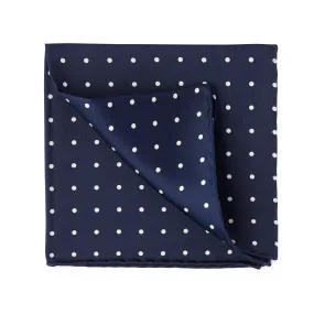 Fox Dark Navy English Polka Dot Silk Pocket Square