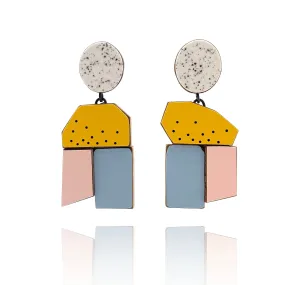 Geometric Earrings - Marbled and Multicolored