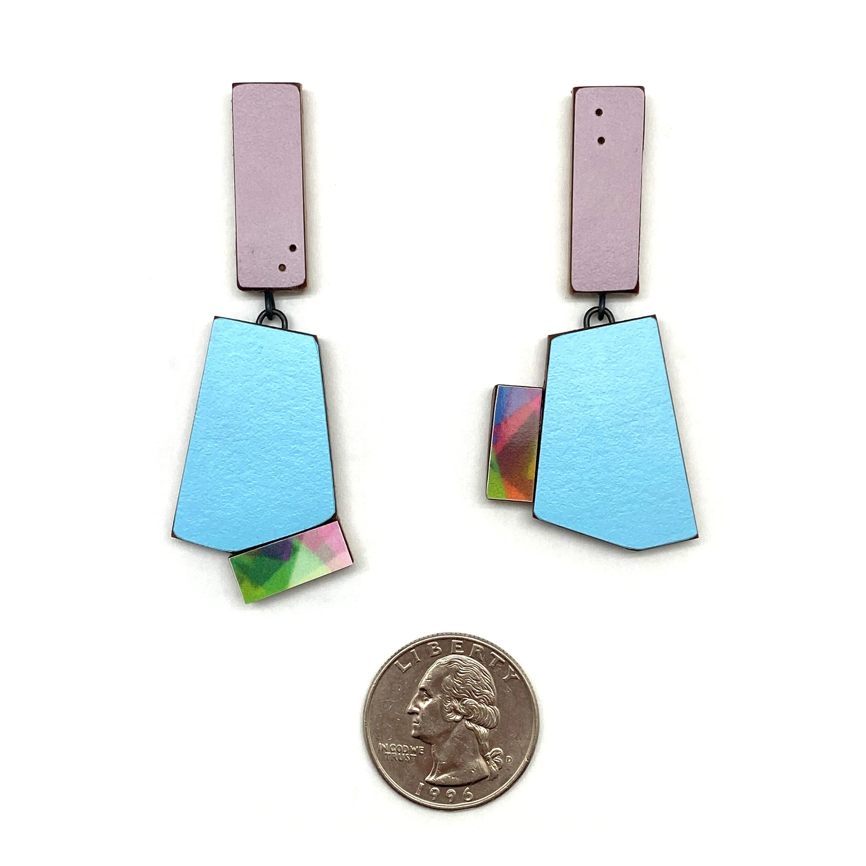 Geometric Earrings - Purple, Blue, Multicolor