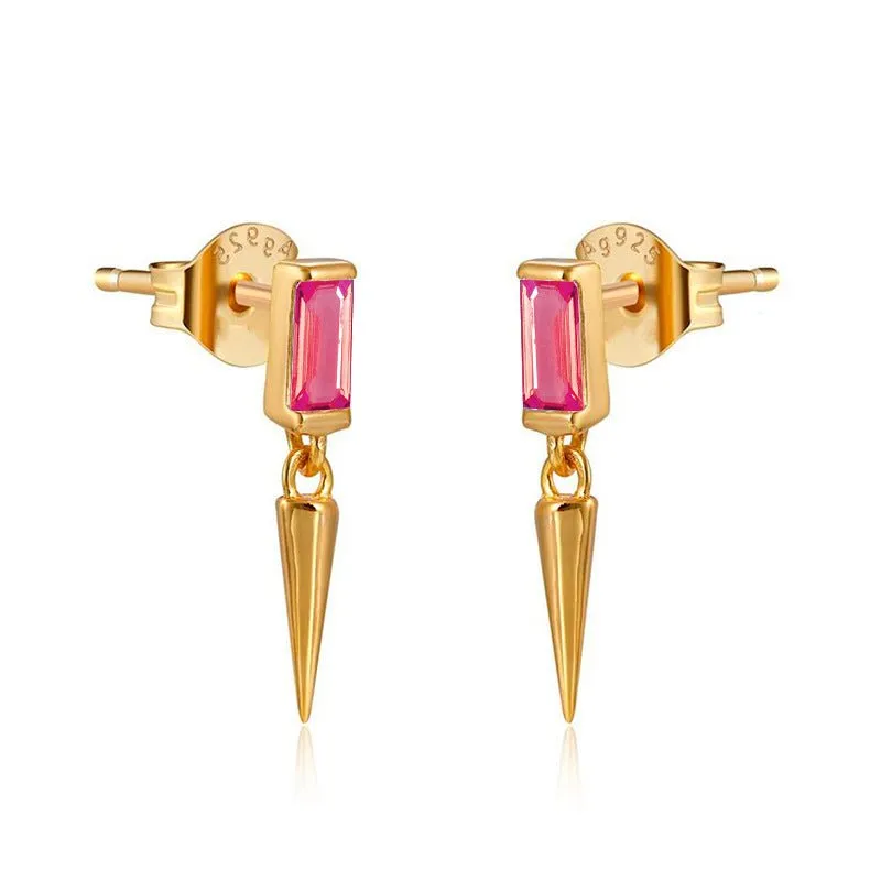 Get to the Point Colored Zircon Stud Drop Earrings