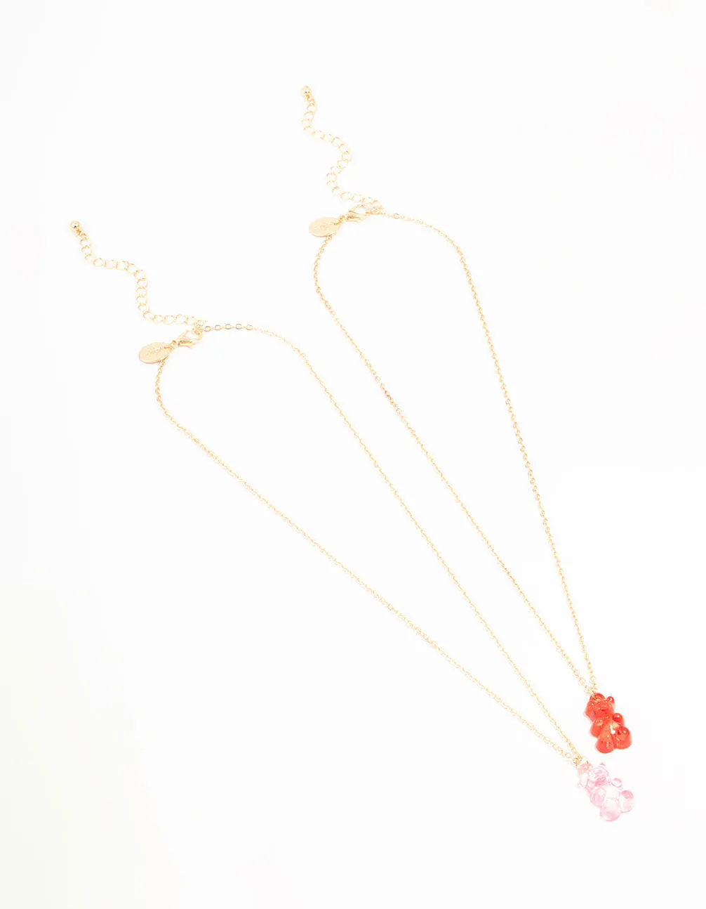 Gold Acrylic Gummy Bear Necklaces 2-Pack