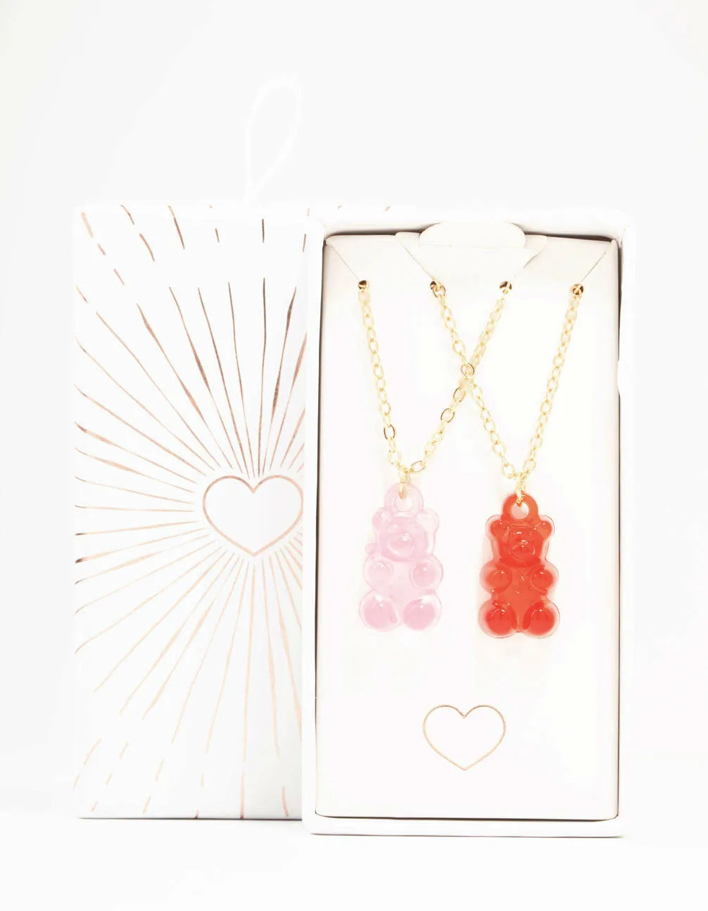 Gold Acrylic Gummy Bear Necklaces 2-Pack