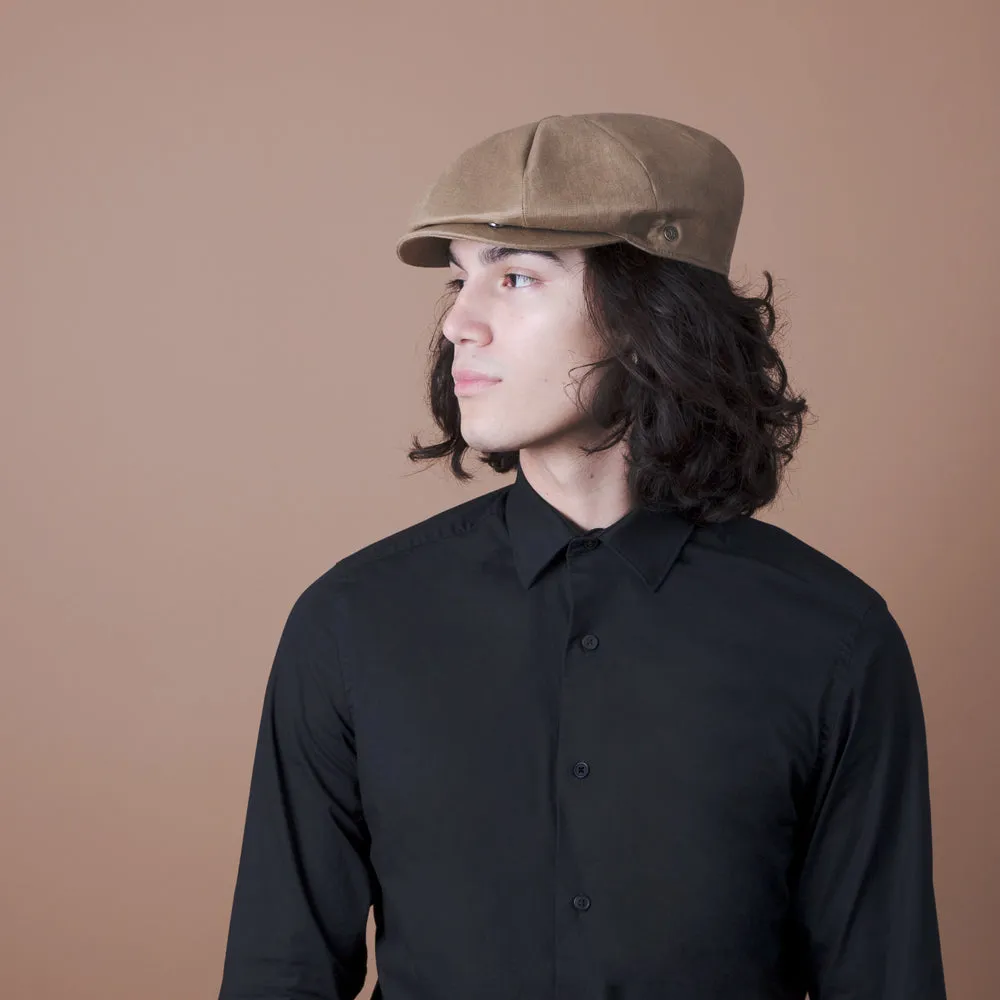 Hampton - Walrus Hats Sand Linen 8 Panel Newsboy Cap