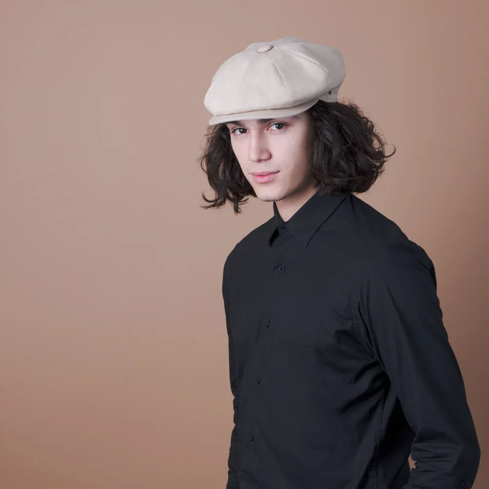 Hampton - Walrus Hats Sand Linen 8 Panel Newsboy Cap