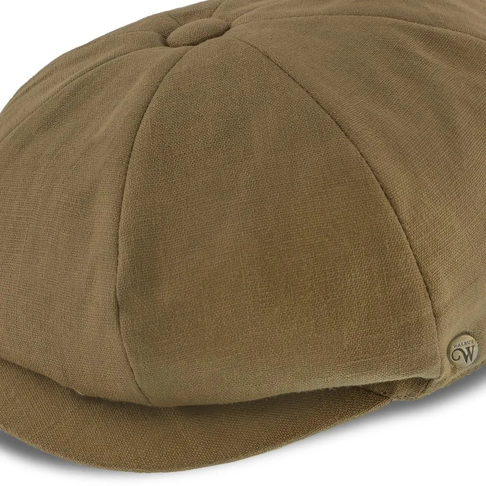 Hampton - Walrus Hats Sand Linen 8 Panel Newsboy Cap