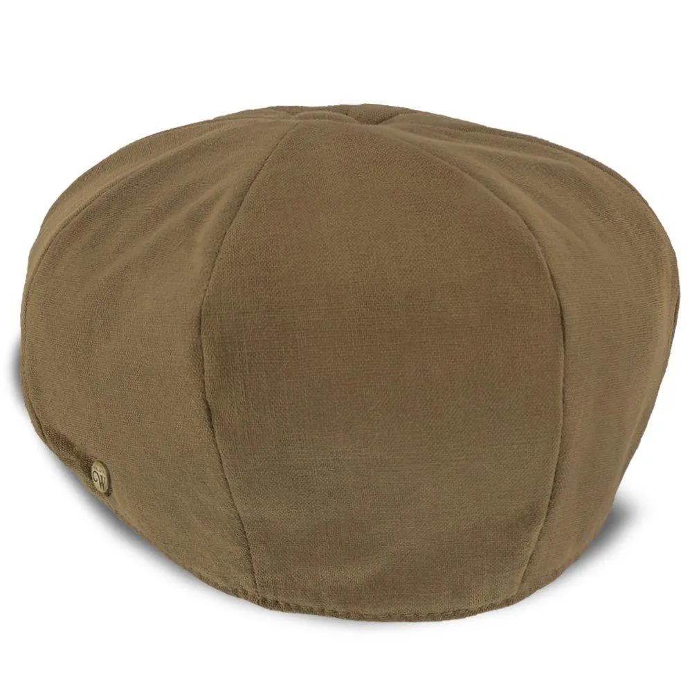 Hampton - Walrus Hats Sand Linen 8 Panel Newsboy Cap