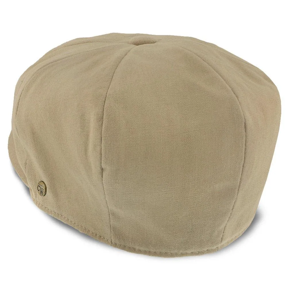 Hampton - Walrus Hats Sand Linen 8 Panel Newsboy Cap