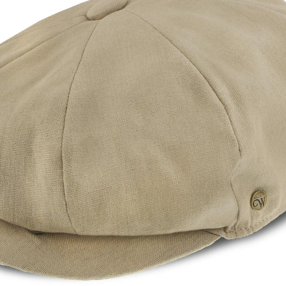 Hampton - Walrus Hats Sand Linen 8 Panel Newsboy Cap