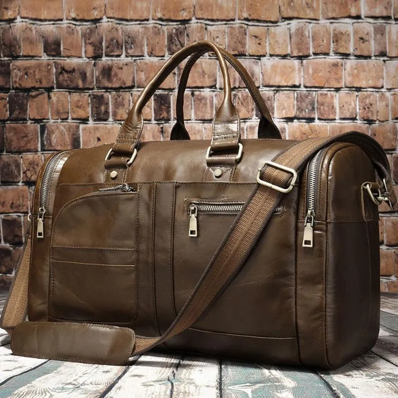 High Quality Soft Leather Travel Duffel Bag Weekender