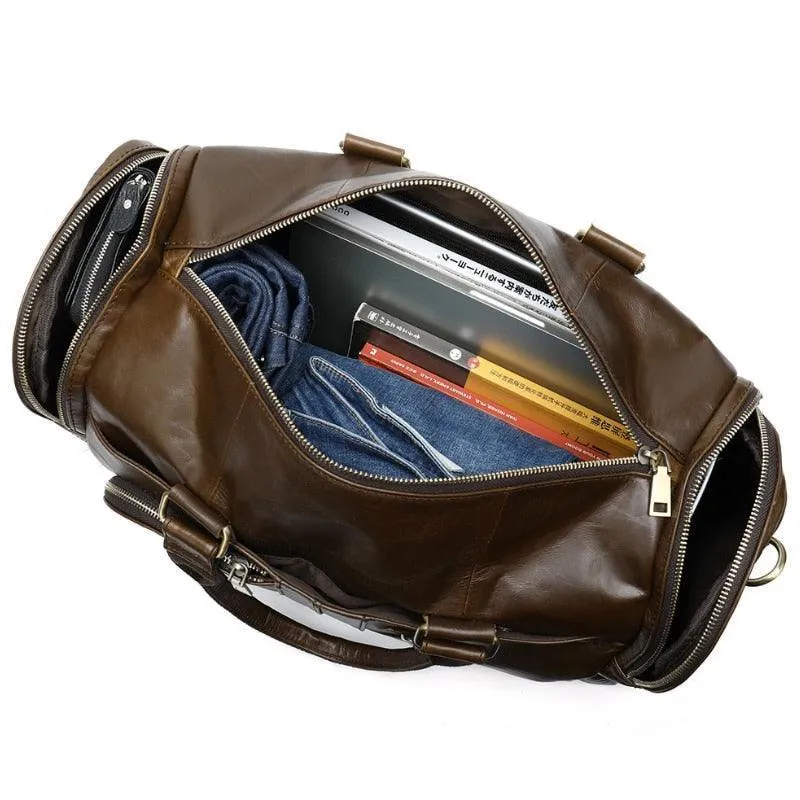 High Quality Soft Leather Travel Duffel Bag Weekender