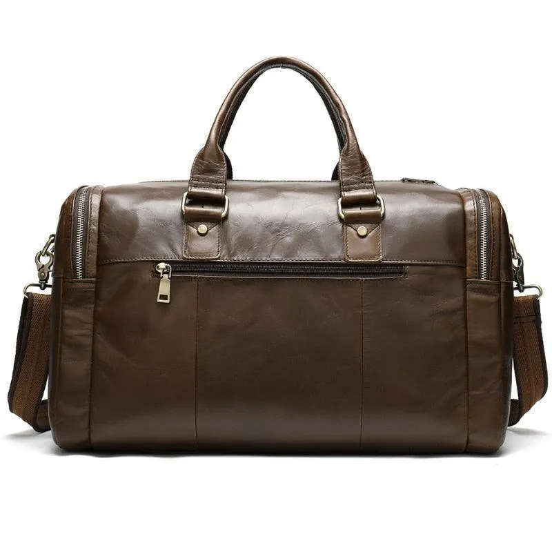 High Quality Soft Leather Travel Duffel Bag Weekender