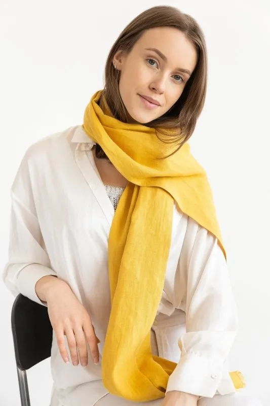 Honey linen scarf