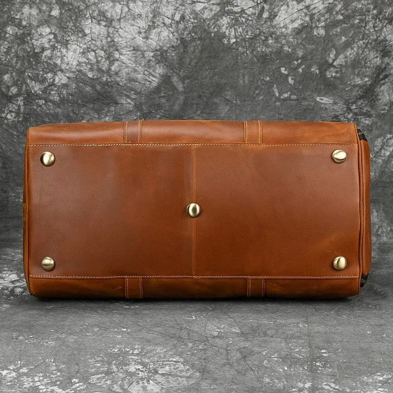 Hot Leather Travel Bag Vintage Leather Duffle Bag With