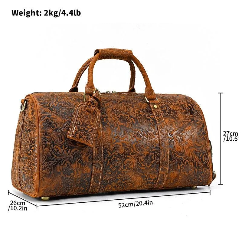 Hot Leather Travel Bag Vintage Leather Duffle Bag With