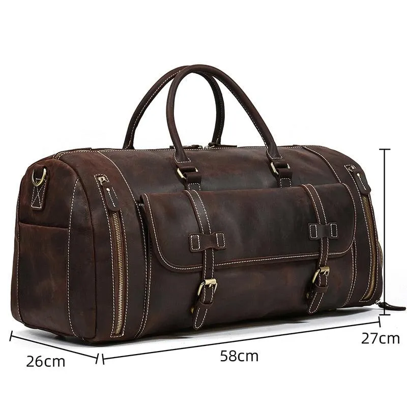 Hot Leather Travel Bag Vintage Leather Duffle Bag With