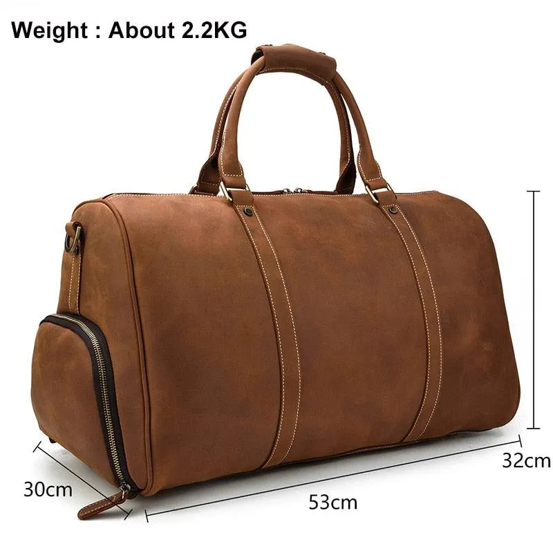 Hot Leather Travel Bag Vintage Leather Duffle Bag With