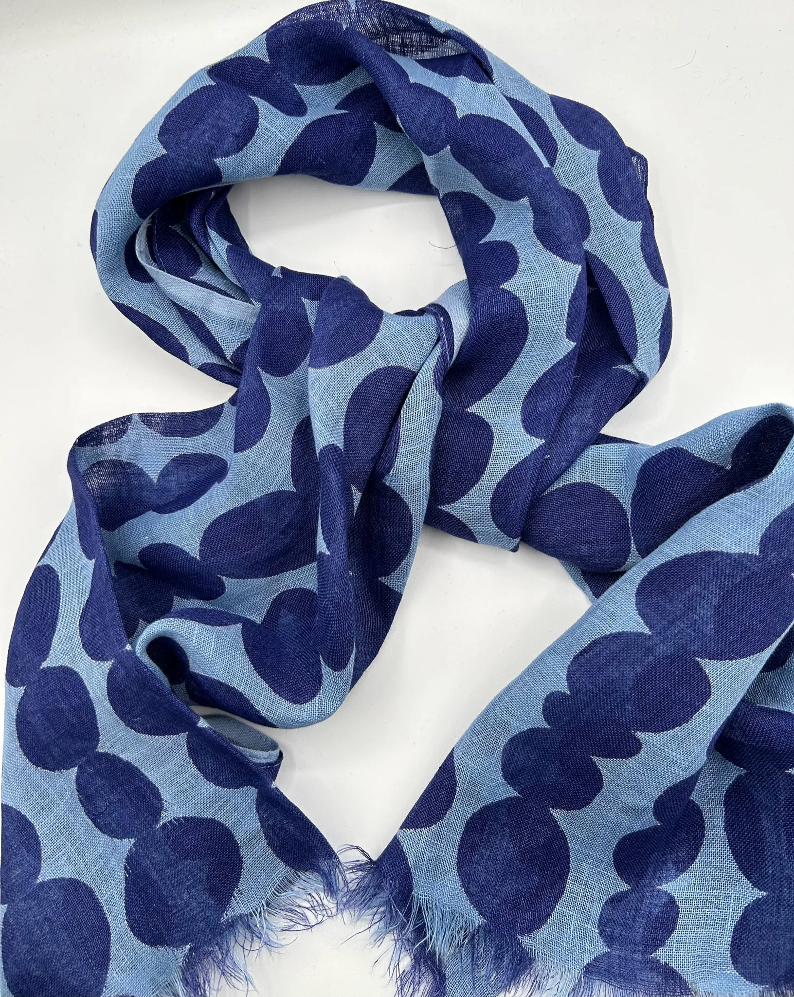 Indigo and Peri Small Totem Linen Scarf