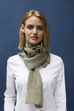 Khaki Mack Check Linen Scarf