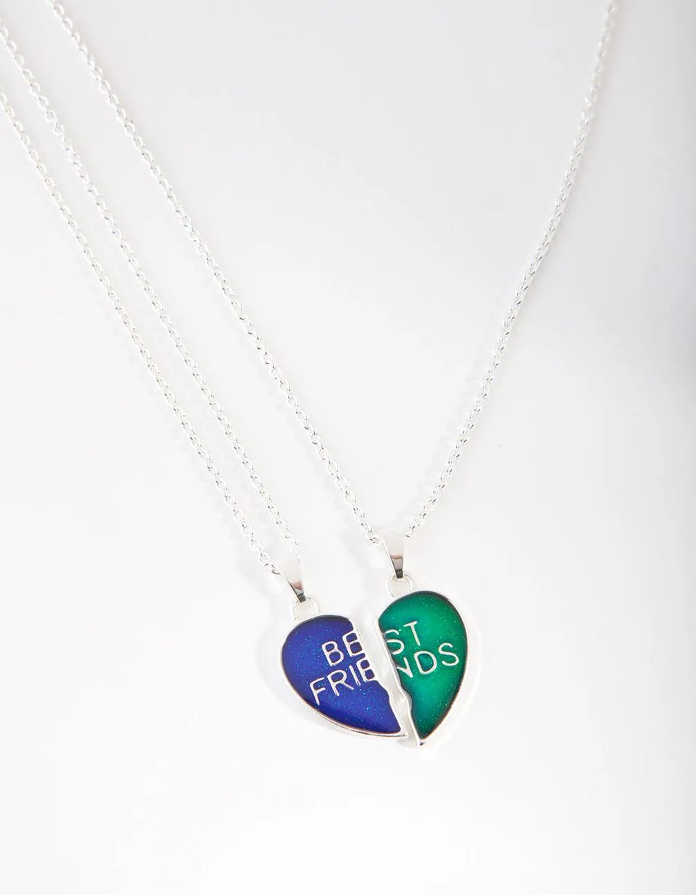 Kids Silver Mood Heart BFF Necklace Pack