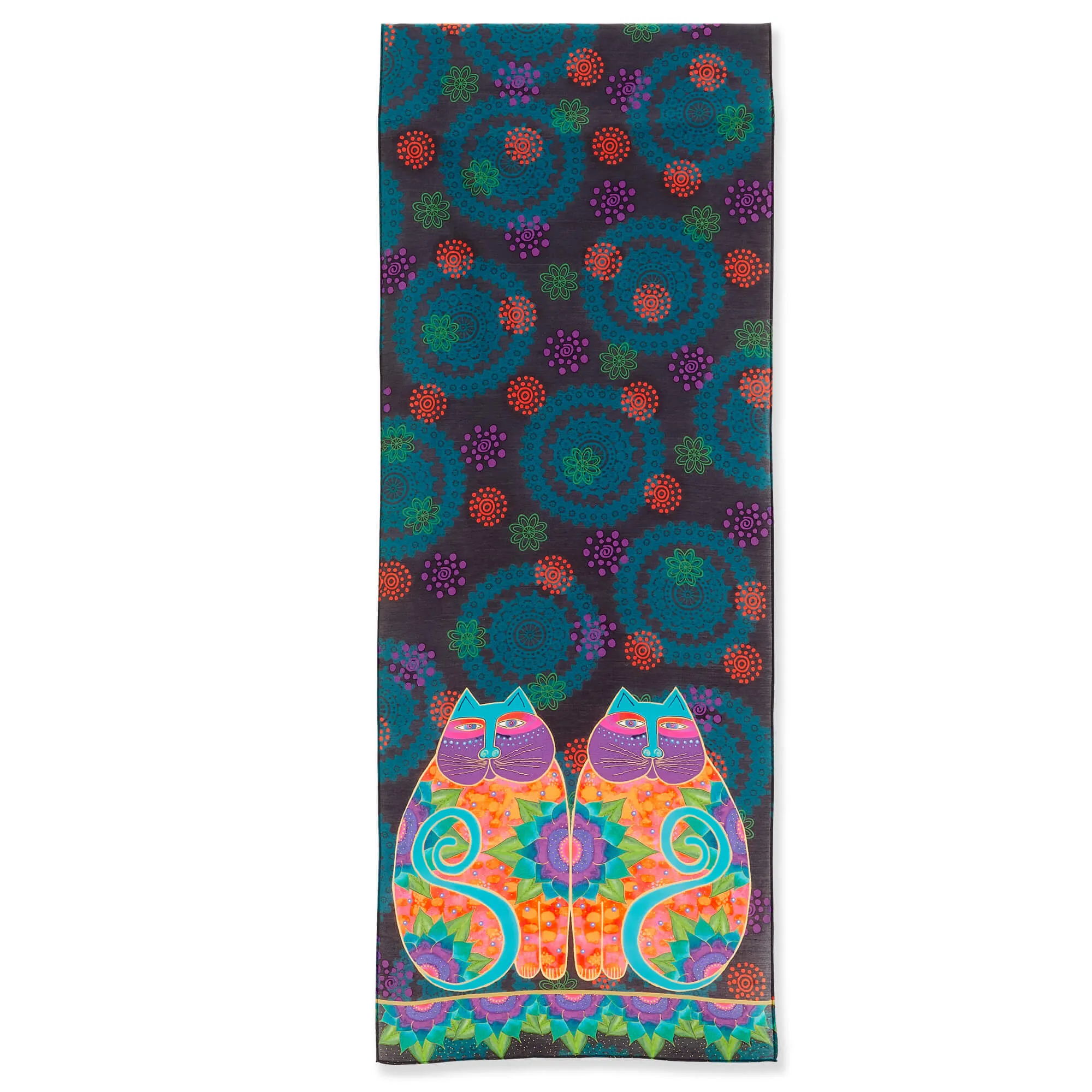 Laurel Burch™  Celestial Lotus Cats Oblong Silk Scarf