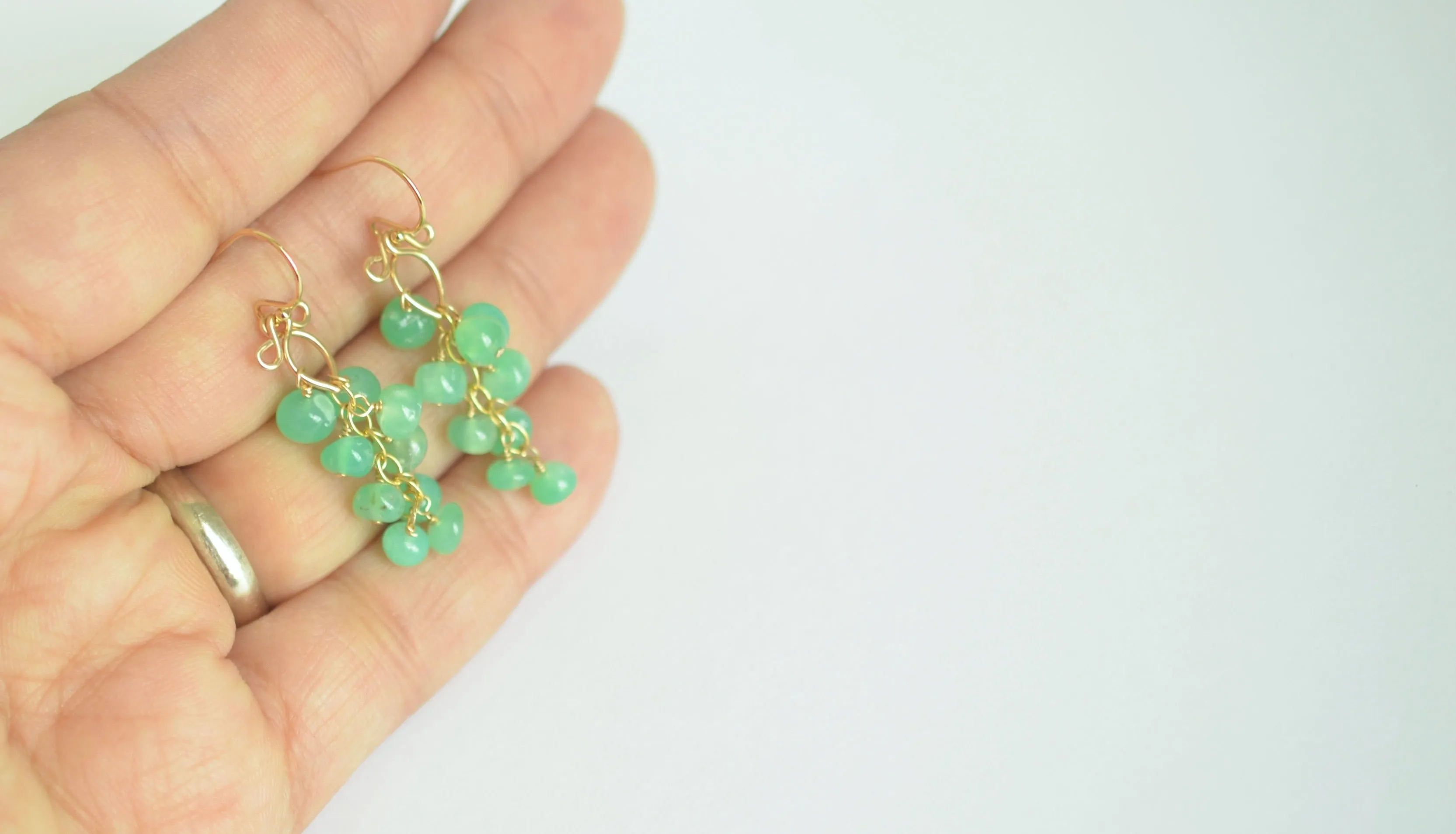 Leyla - Chrysoprase, 14k Gold Filled Earrings