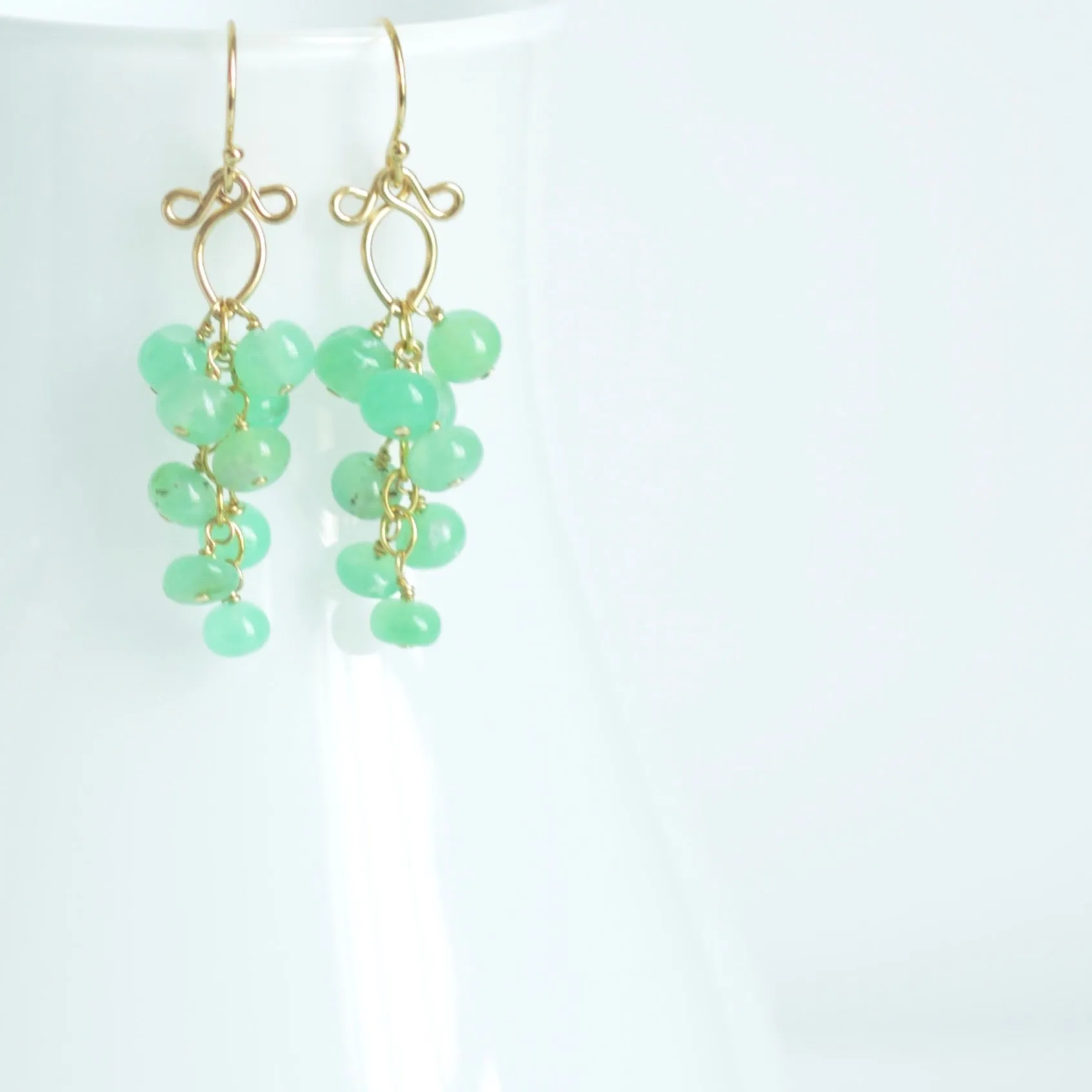 Leyla - Chrysoprase, 14k Gold Filled Earrings