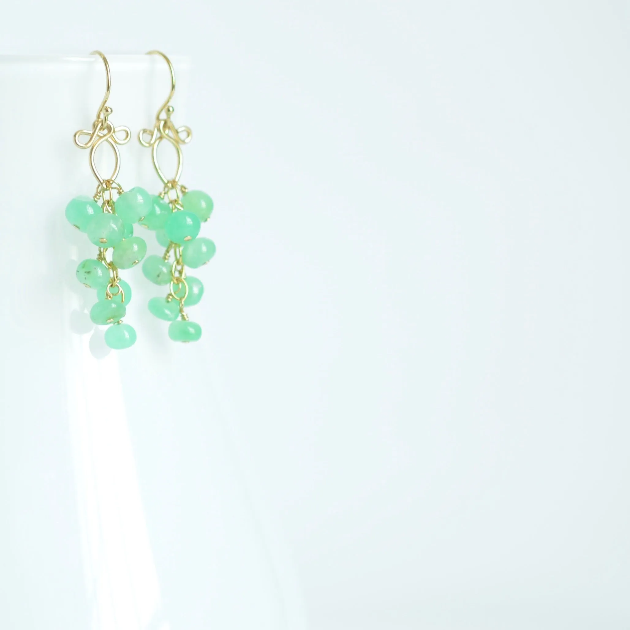 Leyla - Chrysoprase, 14k Gold Filled Earrings