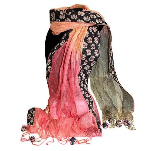 Linen D?cor Scarf - Peach Cream & Rose