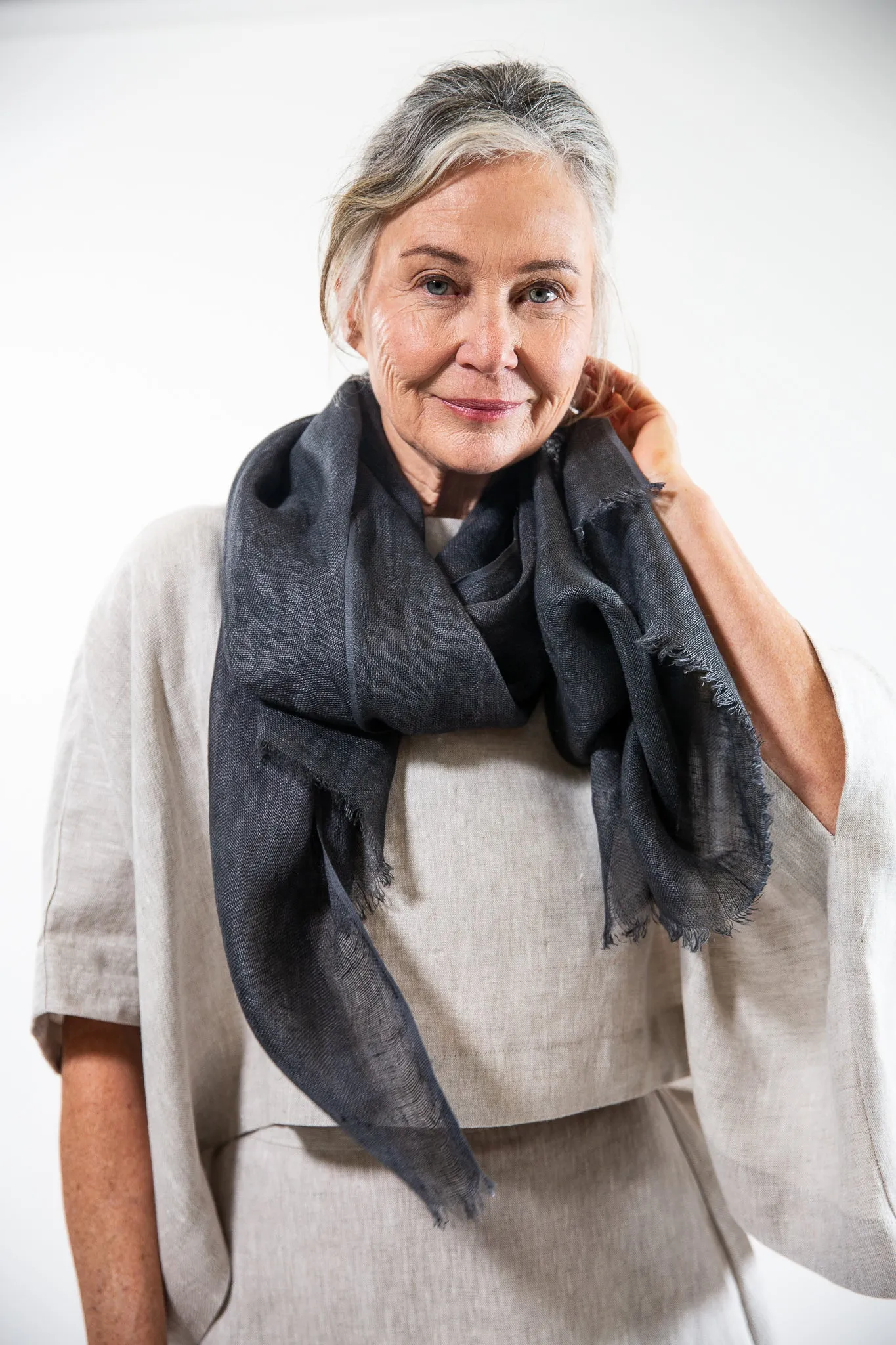 Linen Gauze Scarf | Faded Ink