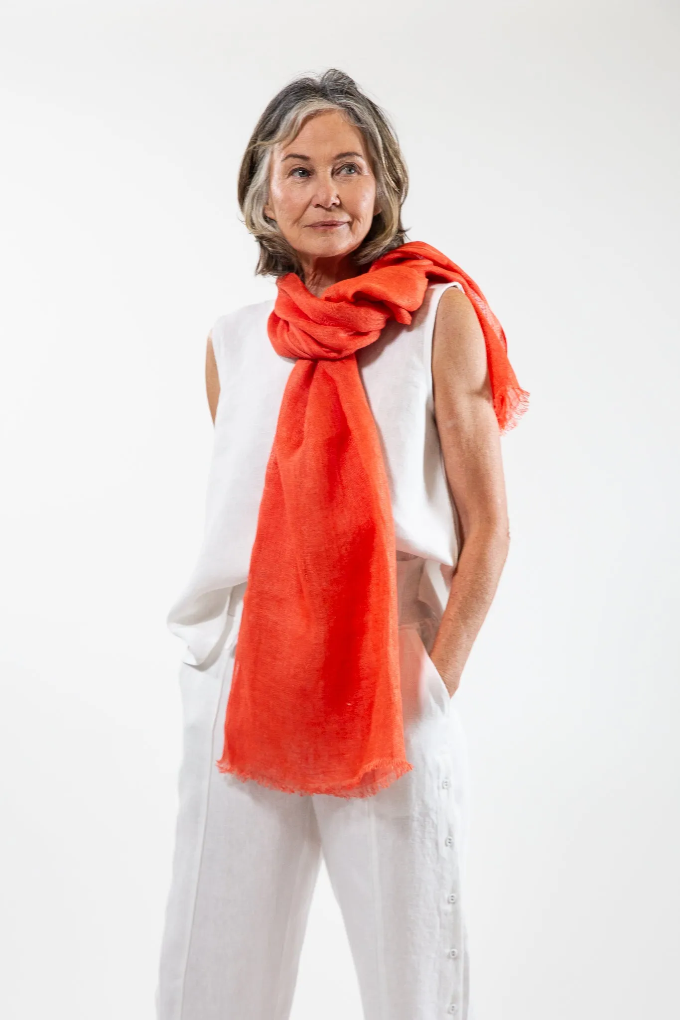 Linen Gauze Scarf | Vermilion