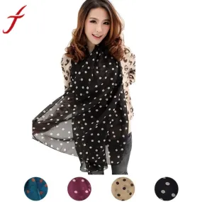 Long Wrap Shawl Polka Dot Chiffon Scarf