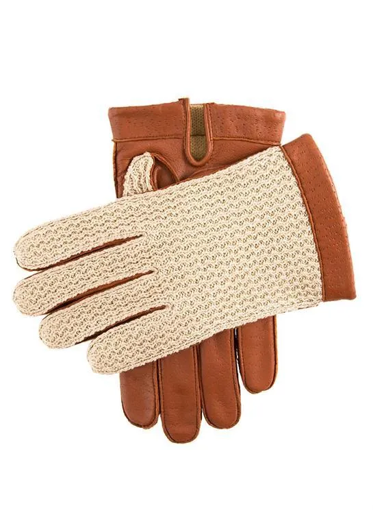 Men’s Crochet-Back Lined Imitation Peccary Leather Driving Gloves