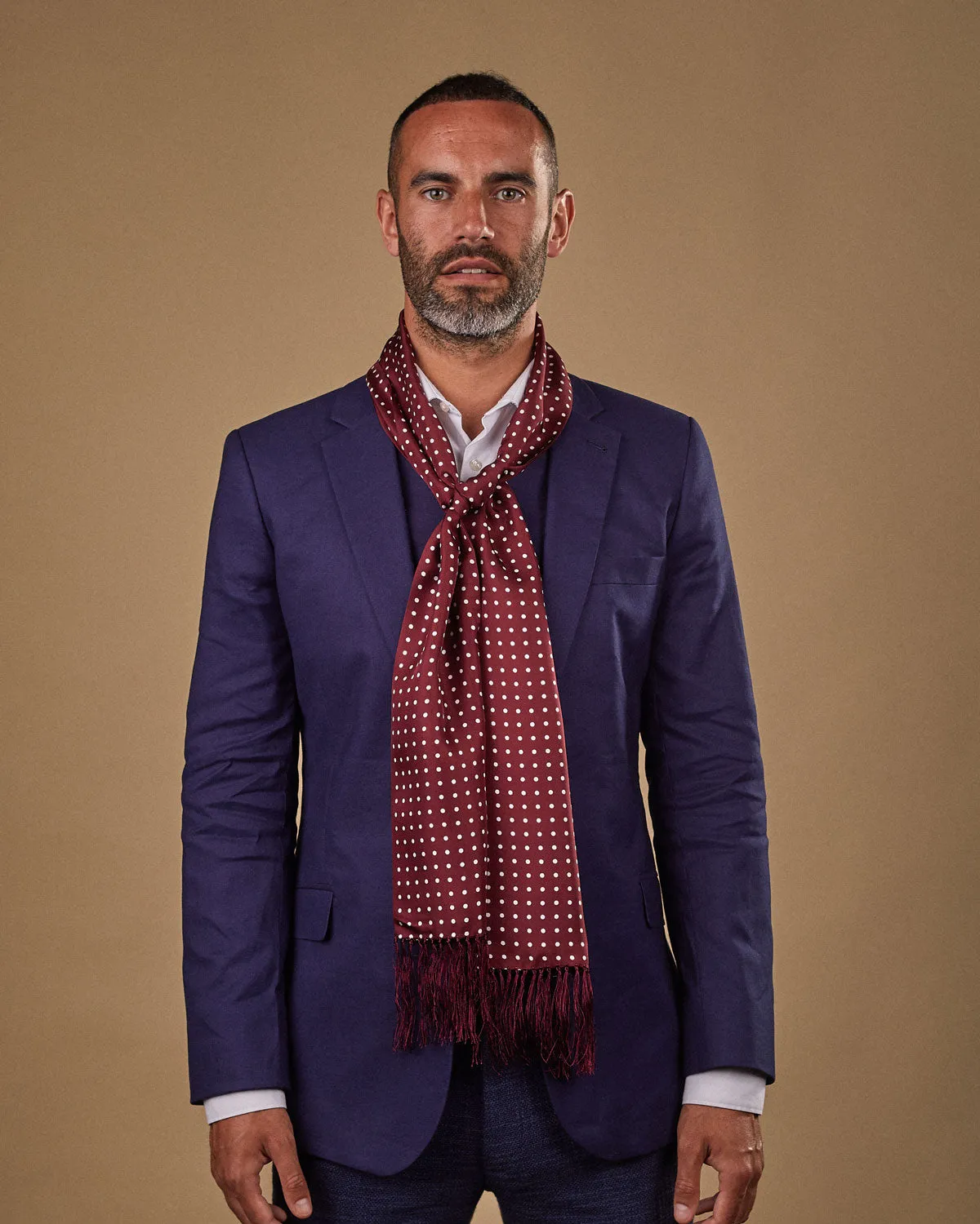 Men's Silk Polka Dot Aviator Scarf - The Sapporo Aviator