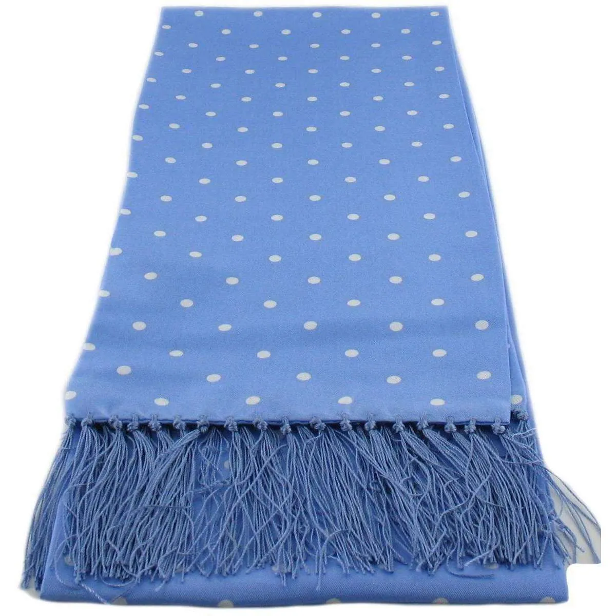 Michelsons of London Narrow Polka Dot Silk Scarf - Ice Blue