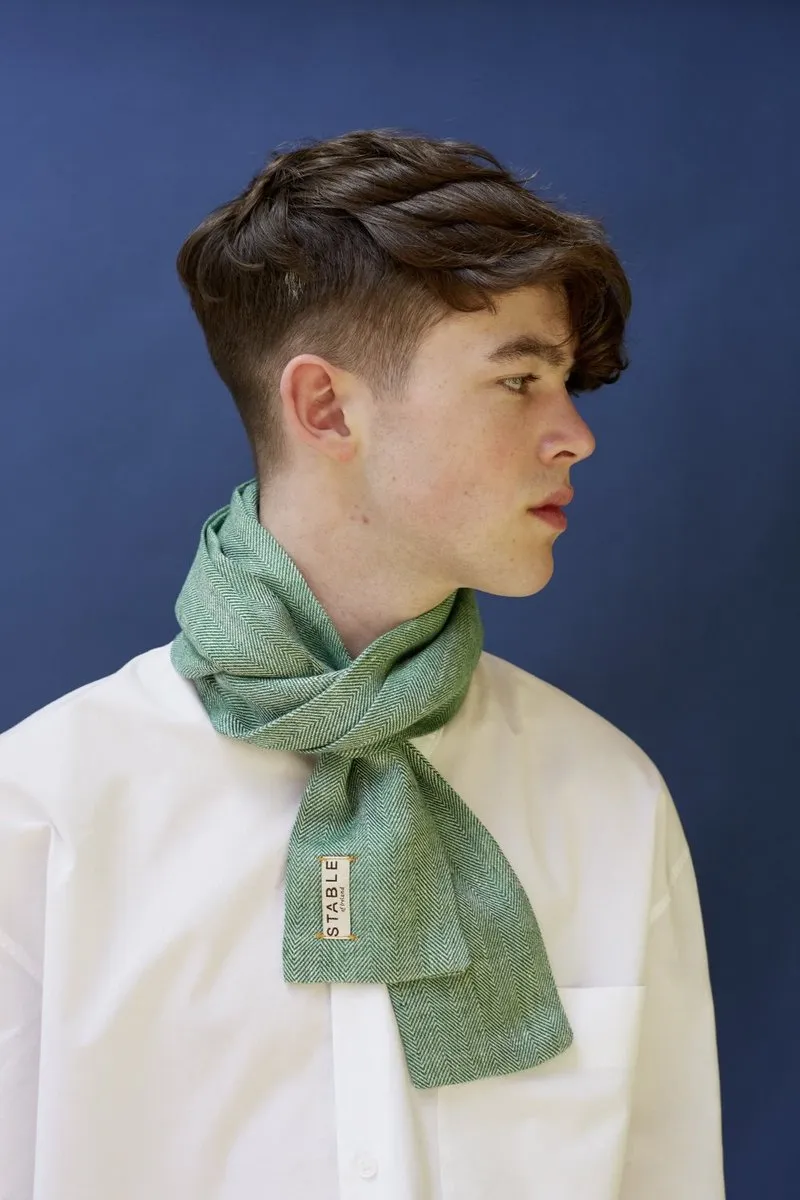 Mint Green Great Herringbone Linen Scarf