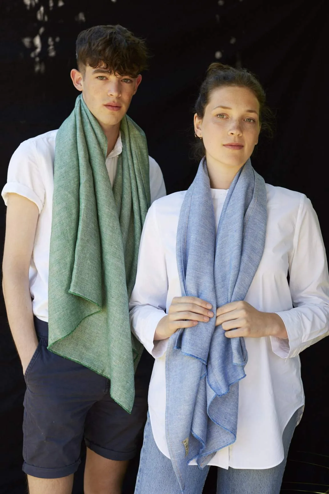 Mint Green Great Herringbone Linen Scarf