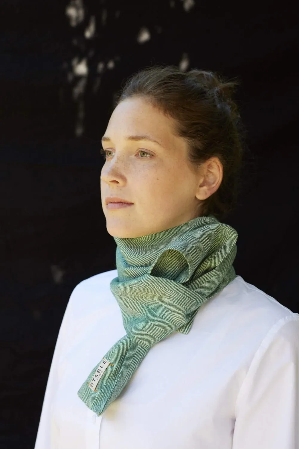 Mint Green Great Herringbone Linen Scarf