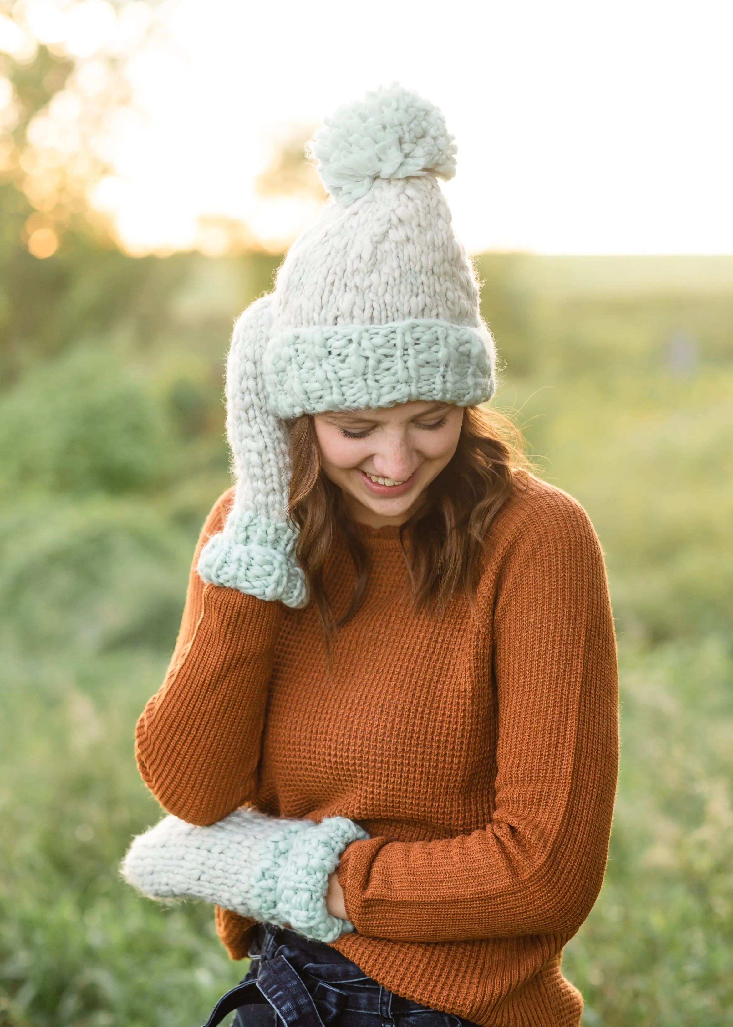 Mint Mango Yarn Mittens