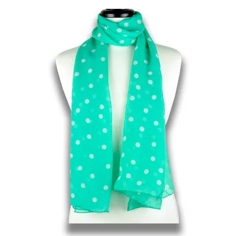 MINT POLKA DOT SCARF - 67x26"