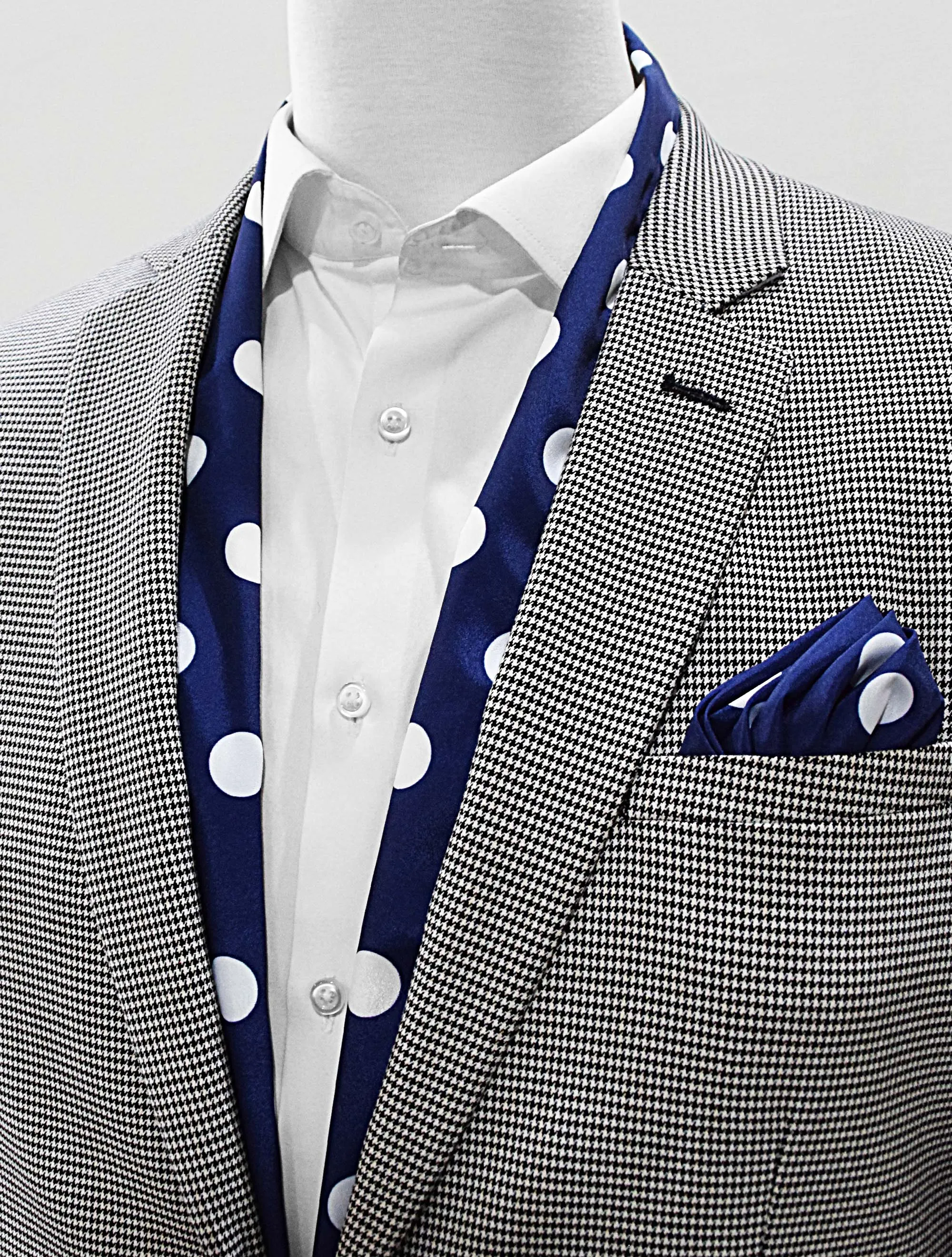 Navy Polka Silk Scarf & Pocket Square Set