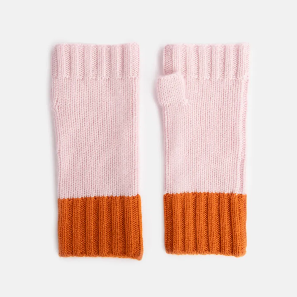 Pale Pink/Orange Cashmere Wrist Warmers