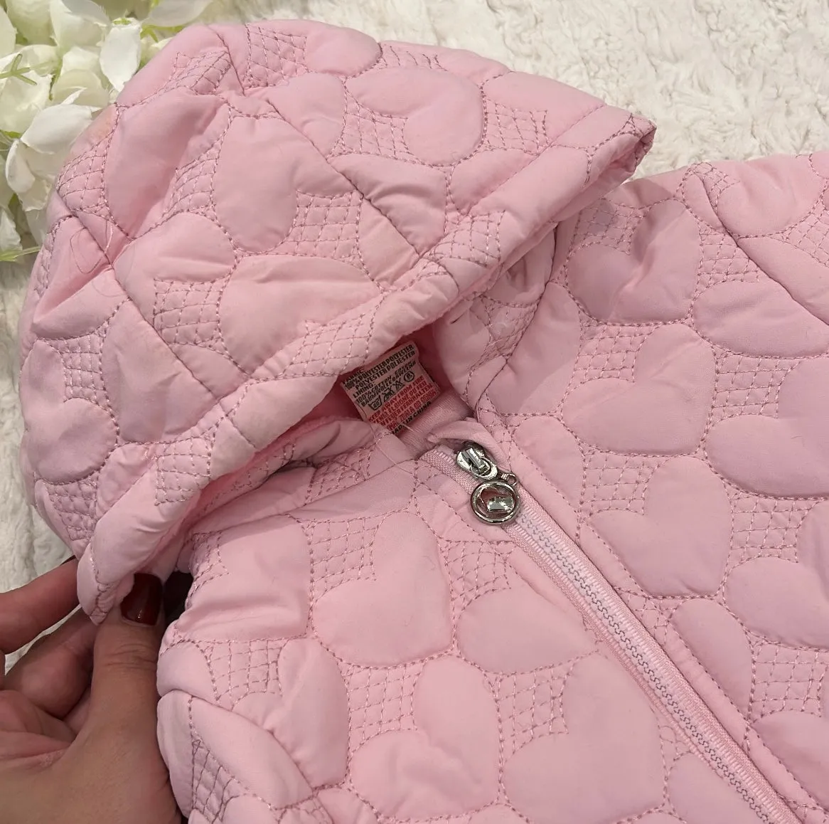 Pink quilted heart snowsuit