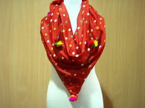 Polka Dot - Printed Poly Cotton Blend Scarf