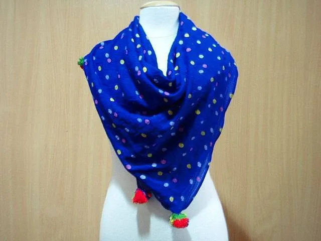 Polka Dot - Printed Poly Cotton Blend Scarf