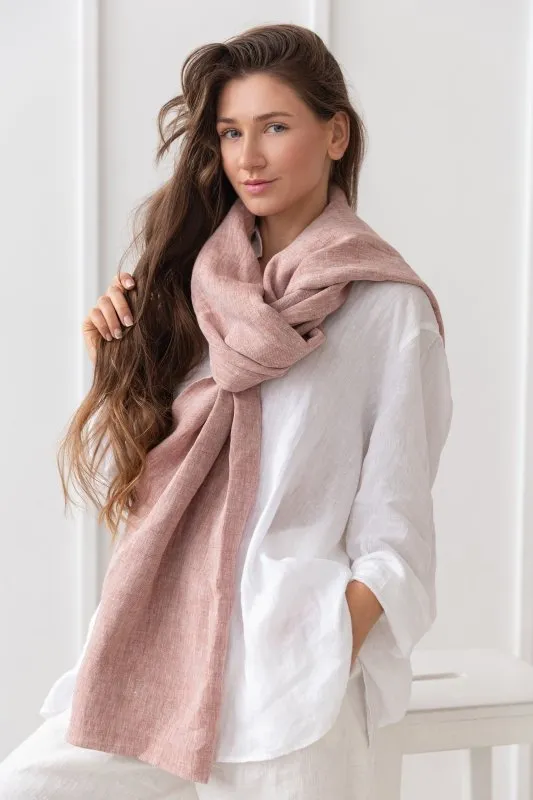 Reddish brown linen scarf